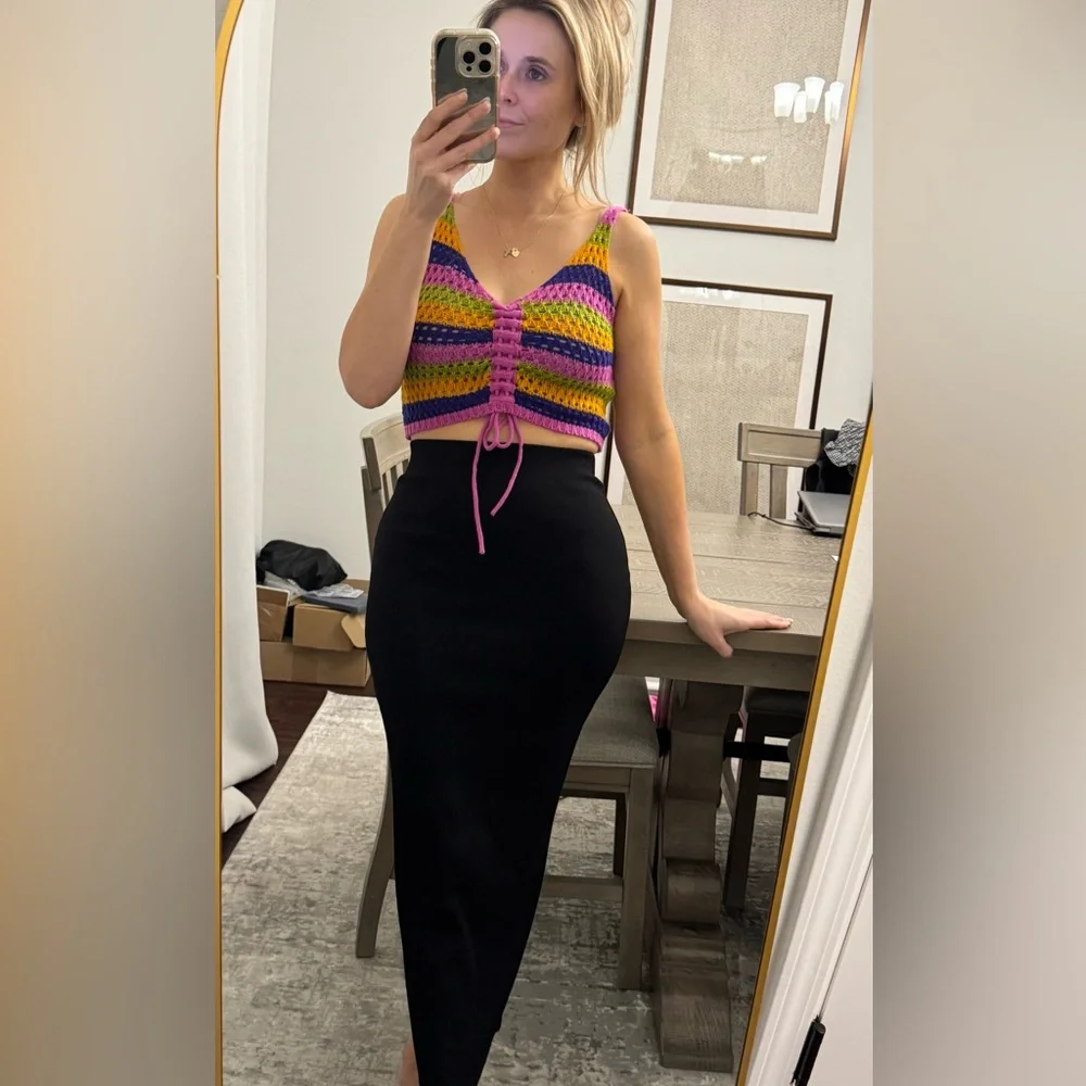 Colorful Striped Crochet Crop Top - Picture 9 of 14